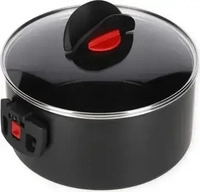Ballarini Kochtopf mit Glasdeckel 24 cm / 5,6 Liter - Camping-T&ouml;pfe schwarz