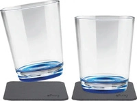 Silwy Tritan-Magnetgl&auml;ser mit Untersetzer 2er Set (250 ml) Blau