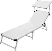 Brunner Marbella Sonnenliege mit verstellbarem Sonnenschutzdach wei&szlig;