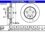 Bremsscheibe ATE 24.0122-0309.1 hinten, bel&uuml;ftet, hochkarbonisiert, 1 St&uuml;ck