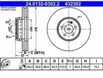 Bremsscheibe ATE 24.0132-0302.2 vorne, bel&uuml;ftet, hochkarbonisiert, 1 St&uuml;ck
