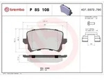 Bremsbelagsatz BREMBO P 85 108, Hinten