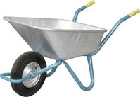 mefro Schubkarre "Bau 90" Mulde 90 l, Metall verzinkt, Luftrad 400x100, 4.80/4.00-8,