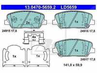 Ate CERAMIC Bremsbelagsatz vorne [Hersteller-Nr. 13.0470-5659.2] für Hyundai,...