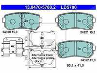 Ate CERAMIC Bremsbelagsatz hinten [Hersteller-Nr. 13.0470-5780.2] für Hyundai,...