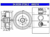 Ate Bremstrommel [Hersteller-Nr. 24.0220-3726.2] für Ford, Mazda