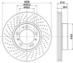 Hella Bremsscheibe [Hersteller-Nr. 8DD355127-501] f&uuml;r Porsche