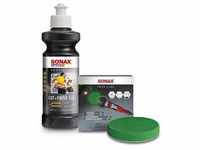 Sonax 1x 250ml PROFILINE Poliermittel Cut+Finish + 4x Lammwollpad 80mm