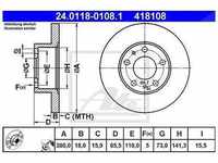 Ate Bremsscheibe [Hersteller-Nr. 24.0118-0108.1] für Citroën, Fiat, Peugeot