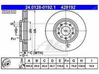 Ate Bremsscheibe Vorderachse Belüftet [Hersteller-Nr. 24.0128-0192.1] für Alfa