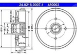 Ate Bremstrommel [Hersteller-Nr. 24.0218-0007.1] f&uuml;r VW, Seat, Audi