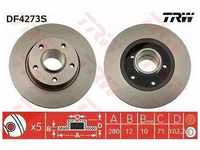 Trw Bremsscheibe Hinterachse Voll ohne Radlager [Hersteller-Nr. DF4273S] für...
