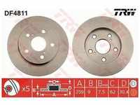 Trw Bremsscheibe Hinterachse Voll [Hersteller-Nr. DF4811] für Toyota