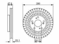 Bosch Bremsscheibe Vorderachse Belüftet [Hersteller-Nr. 0986479625] für Honda