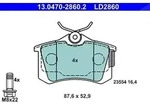 Ate CERAMIC Bremsbelagsatz hinten [Hersteller-Nr. 13.0470-2860.2] f&uuml;r VW, Audi