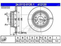 Ate Bremsscheibe Hinterachse Voll [Hersteller-Nr. 24.0112-0120.1] für BMW