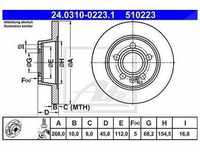 Ate Bremsscheibe Hinterachse Voll [Hersteller-Nr. 24.0310-0223.1] für Ford,...