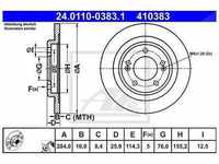 Ate Bremsscheibe Hinterachse Voll [Hersteller-Nr. 24.0110-0383.1] für Hyundai,...
