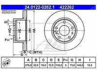 Ate Bremsscheibe [Hersteller-Nr. 24.0122-0262.1] für Iveco