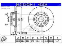 Ate Bremsscheibe [Hersteller-Nr. 24.0122-0234.1] für Lancia
