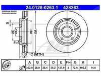 Ate Bremsscheibe Vorderachse Belüftet [Hersteller-Nr. 24.0128-0263.1] für...