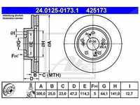 Ate Bremsscheibe Vorderachse Belüftet [Hersteller-Nr. 24.0125-0173.1] für...