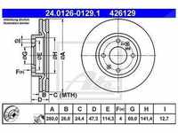 Ate Bremsscheibe Vorderachse Belüftet [Hersteller-Nr. 24.0126-0129.1] für...