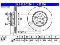 Ate Bremsscheibe Vorderachse Belüftet [Hersteller-Nr. 24.0122-0256.1] für...