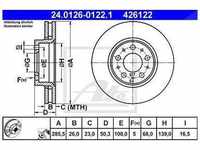 Ate Bremsscheibe Vorderachse Belüftet [Hersteller-Nr. 24.0126-0122.1] für...