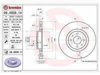 Brembo Bremsscheibe Vorderachse Belüftet [Hersteller-Nr. 09.4939.11] für...