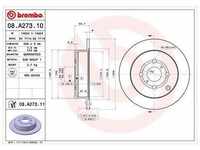 Brembo Bremsscheibe Hinterachse Voll [Hersteller-Nr. 08.A273.11] für Toyota