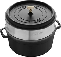 Staub 1133825, Staub: Runde Cocotte mit D&auml;mpfeinsatz, &Oslash;26cm, Schwarz