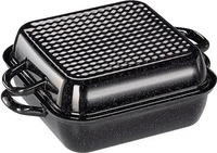 RIESS Bratpfanne mit Deckel Schwarzemaille quadratisch 26 x 26 cm