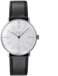 Junghans max bill Handaufzug 34mm Lederband Herrenuhr 27/3700.02