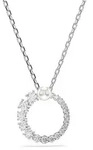 Swarovski Kette Matrix Anh&auml;nger Kristallperle, Rundschliff, Wei&szlig;, Rhodiniert
