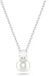 Swarovski Kette Matrix Anh&auml;nger Kristallperle, Rundschliff, Wei&szlig;, Rhodiniert