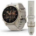 Garmin fēnix&reg; 8 - 43 mm AMOLED Sapphire Nebelgrau/Softgold mit Lederarmband...