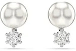 Swarovski Matrix Ohrstecker Kristallperle, Rundschliff, Wei&szlig;, Rhodiniert