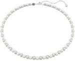 Swarovski Matrix Tennis Halskette Kristallperle, Rundschliff, Wei&szlig;, Rhodiniert