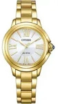 Citizen L, Eco-Drive, Analog Quartz, Wei&szlig;es Ziffernblatt Damenuhr EM1162-52A
