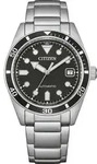 Citizen Automatik im Diver-Style Edelstahl schwarz, 38.5mm Herrenuhr NJ0221-50E