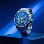 Union Glash&uuml;tte skelettiertes Zifferblatt blau Belisar Chronograph