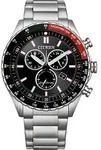 Citizen Eco-Drive Sport Chronograph, Edelstahl schwarz, 43mm Herrenuhr AT2566-88E