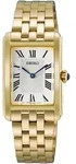Seiko Classic Rechteckig Quarz 22 mm Goldfarben Wei&szlig; Damenuhr HGG001P1