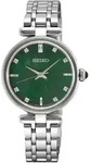 Seiko Classic Perlmutt Quarz 29 mm Edelstahl Gr&uuml;n Damenuhr HGH006P1