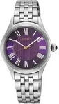 Seiko Classic Quarz 30 mm Edelstahlband Lila Damenuhr HGH004P1