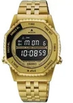 Seiko Digital Alarm Chronograph 37 mm Goldfarben Schwarz Herrenuhr HFL003P1