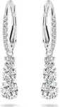 Swarovski Stilla Attract Creolen, Rundschliff, Wei&szlig;, Rhodiniert, 3 cm
