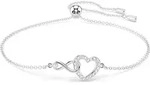 Swarovski Hyperbola Armband, Unendlichkeitszeichen und Herz, Wei&szlig;, Rhodiniert, 24 cm
