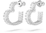 Swarovski Creolen Matrix Baguette-Schliff, Herz, Klein, Wei&szlig;, Rhodiniert